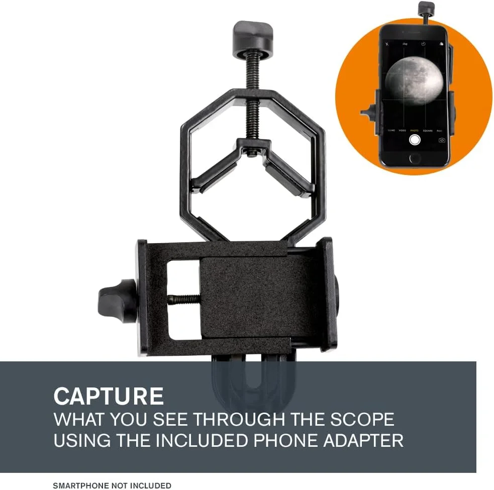 تلسکوپ سلسترون PowerSeeker 127EQ به همراه آداپتور موبایل – تلسکوپ استوایی آلمانی دستی برای مبتدیان – تلسکوپ بازتابی نیوتنی 127 میلیمتری - به همراه بسته نرمافزاری نجوم تلسکوپ سلسترون PowerSeeker 127EQ به همراه آداپتور موبایل – تلسکوپ استوایی آلمانی دستی برای مبتدیان – تلسکوپ بازتابی نیوتنی 127 میلیمتری - به همراه بسته نرمافزاری نجوم