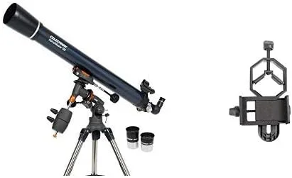 تلسکوپ شکستنی استرومستر 90 EQ سلسترون 21064 به همراه آداپتور پایه تلفن هوشمند 1.25 اینچی - ثبت اکتشافات شما