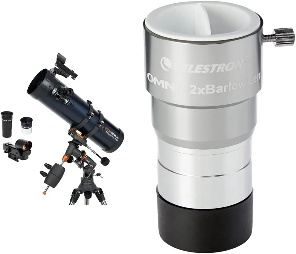 تلسکوپ نیوتنی Celestron AstroMaster 130EQ به همراه لنز بارلو Celestron Omni 2X