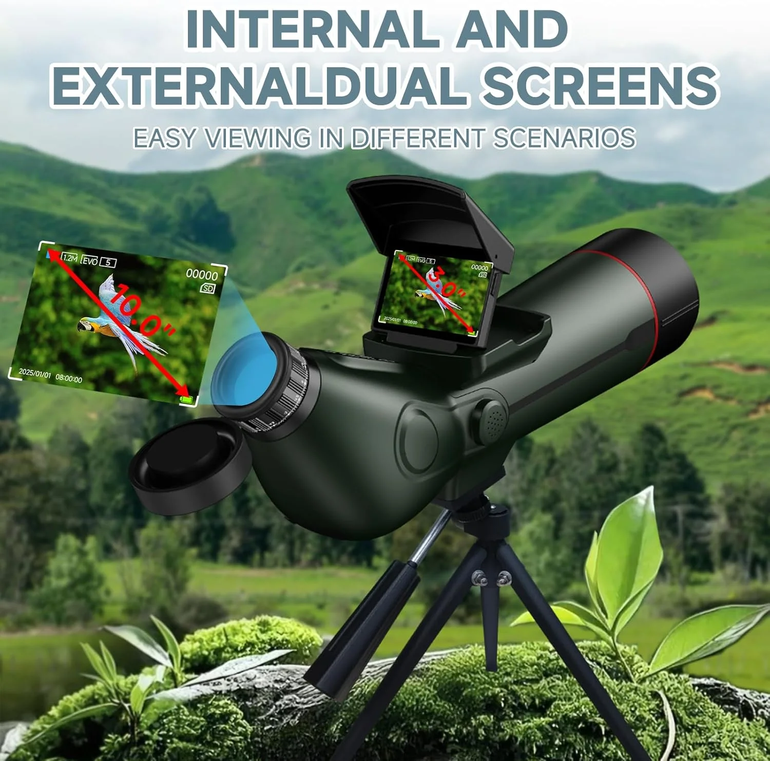 تلسکوپ هوشمند، تلسکوپهای الکترونیکی دیجیتال قابل حمل با فوکوس خودکار و دوربین عکاسی نجومی 4K، دارای صفحه نمایش دوگانه داخلی و خارجی برای بزرگسالان و مبتدیان در نجوم تلسکوپ هوشمند، تلسکوپهای الکترونیکی دیجیتال قابل حمل با فوکوس خودکار و دوربین عکاسی نجومی 4K، دارای صفحه نمایش دوگانه داخلی و خارجی برای بزرگسالان و مبتدیان در نجوم