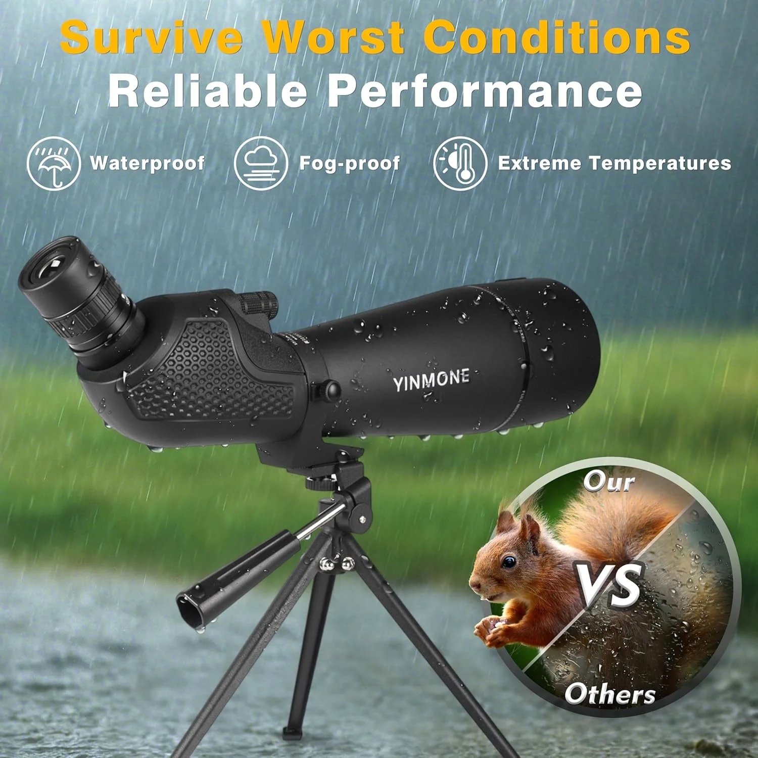 تلسکوپ دیدبانی 25-75x80، تک چشمی ضدآب IP54 با منشور BAK4 و فوکوس سریع برای تماشای پرندگان، شکار و ستاره‌نگاری