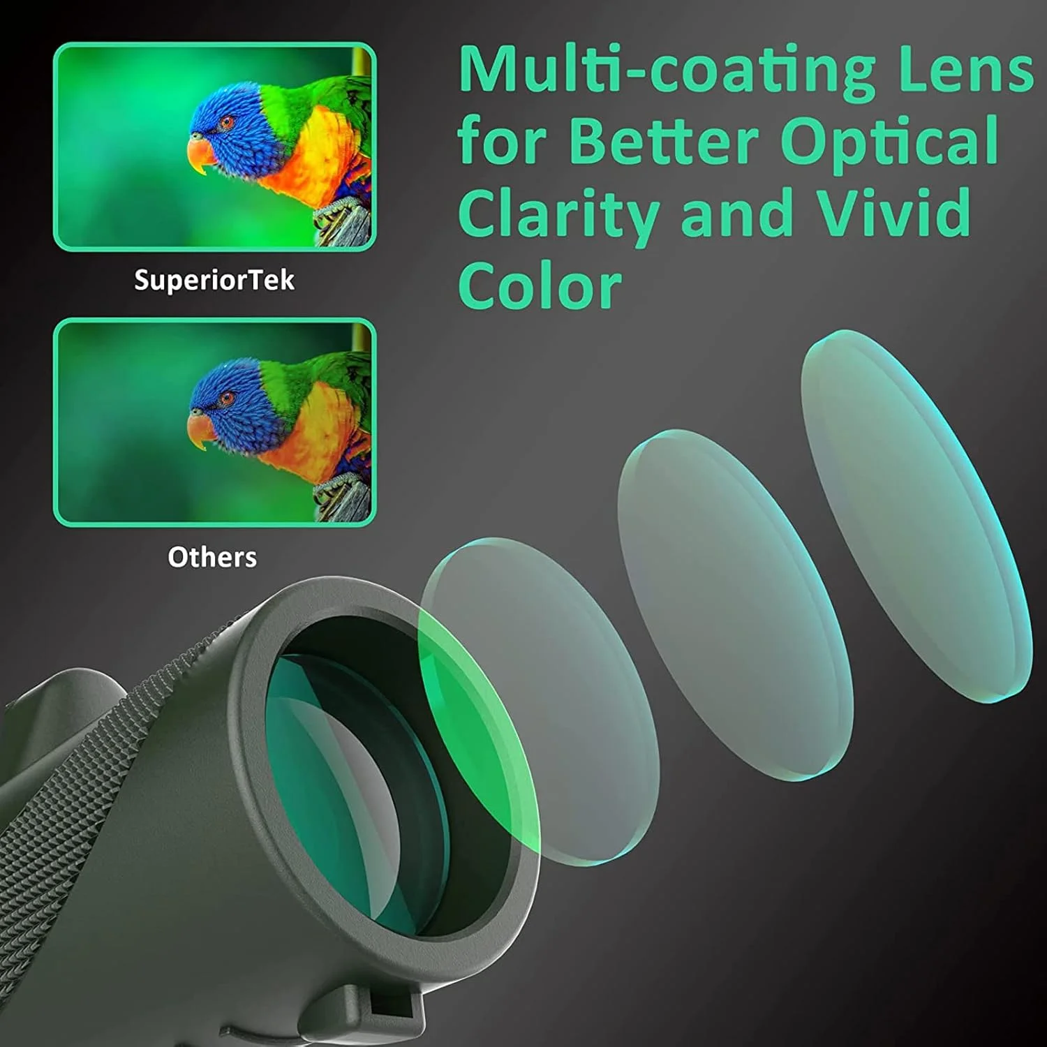 تلسکوپ تک چشمی 12×50 HD، به همراه آداپتور تلفن هوشمند و سه پایه فلزی، تک چشمی فشرده ضد آب با قدرت بالا مناسب بزرگسالان و کودکان، تماشای پرندگان، شکار، مسافرت، ستاره‌نگاری