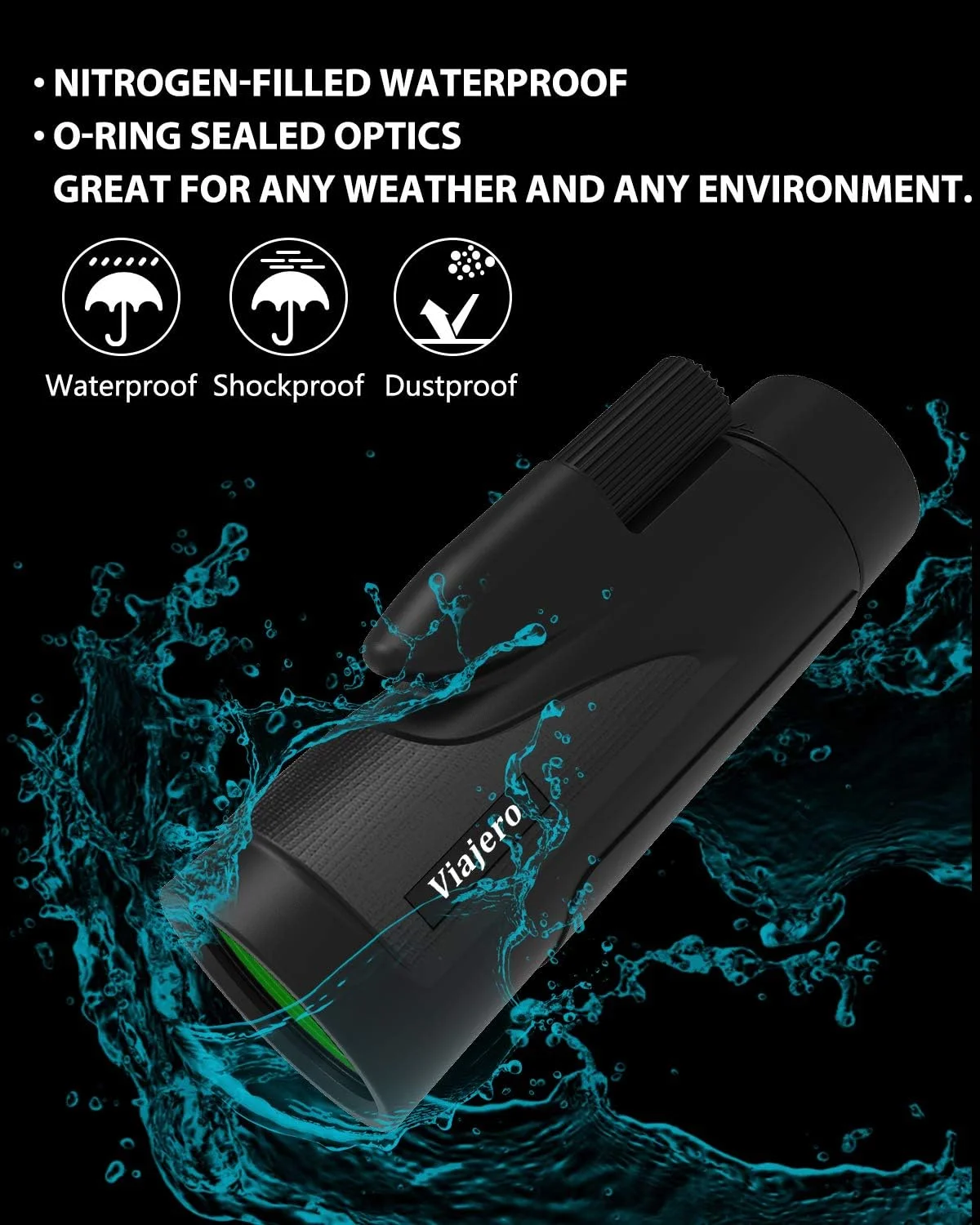 تلسکوپ تک چشمی 12X50 Viajero، تلسکوپ تک چشمی قدرتمند با نگهدارنده تلفن هوشمند و سه پایه، تلسکوپ زوم ضد آب، منشور BAK4 با فوکوس دوگانه برای تماشا پرندگان و شکار