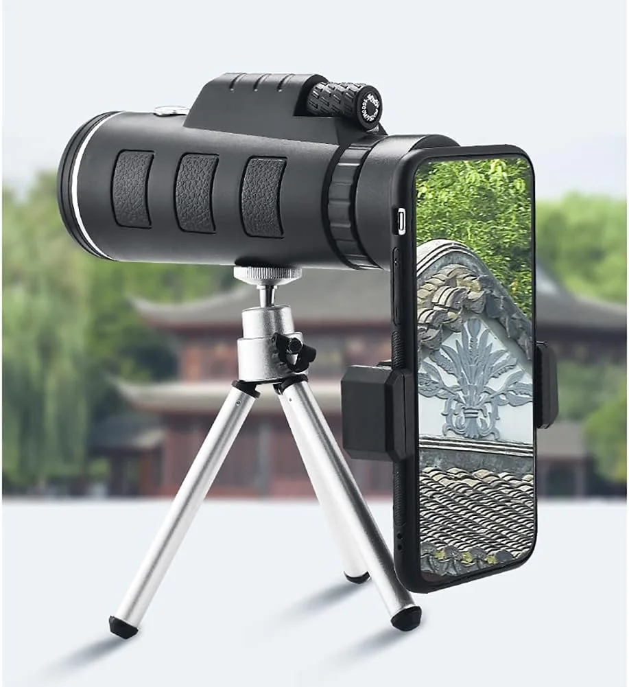 تک چشمی 10X40 با قدرت بالا به همراه هولدر موبایل و سه پایه ضدآب مناسب تماشای پرندگان و بزرگسالان