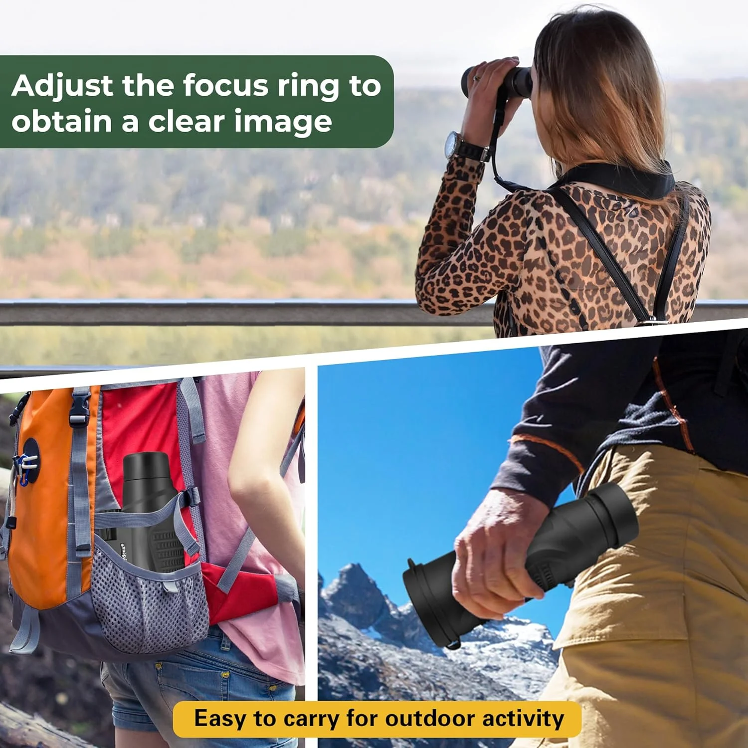 تلسکوپ تک چشمی 8x42 - منشور K9 ضد آب برای مسافرت، تماشای مناظر، حیات وحش، تماشای پرندگان، شکار و کمپینگ