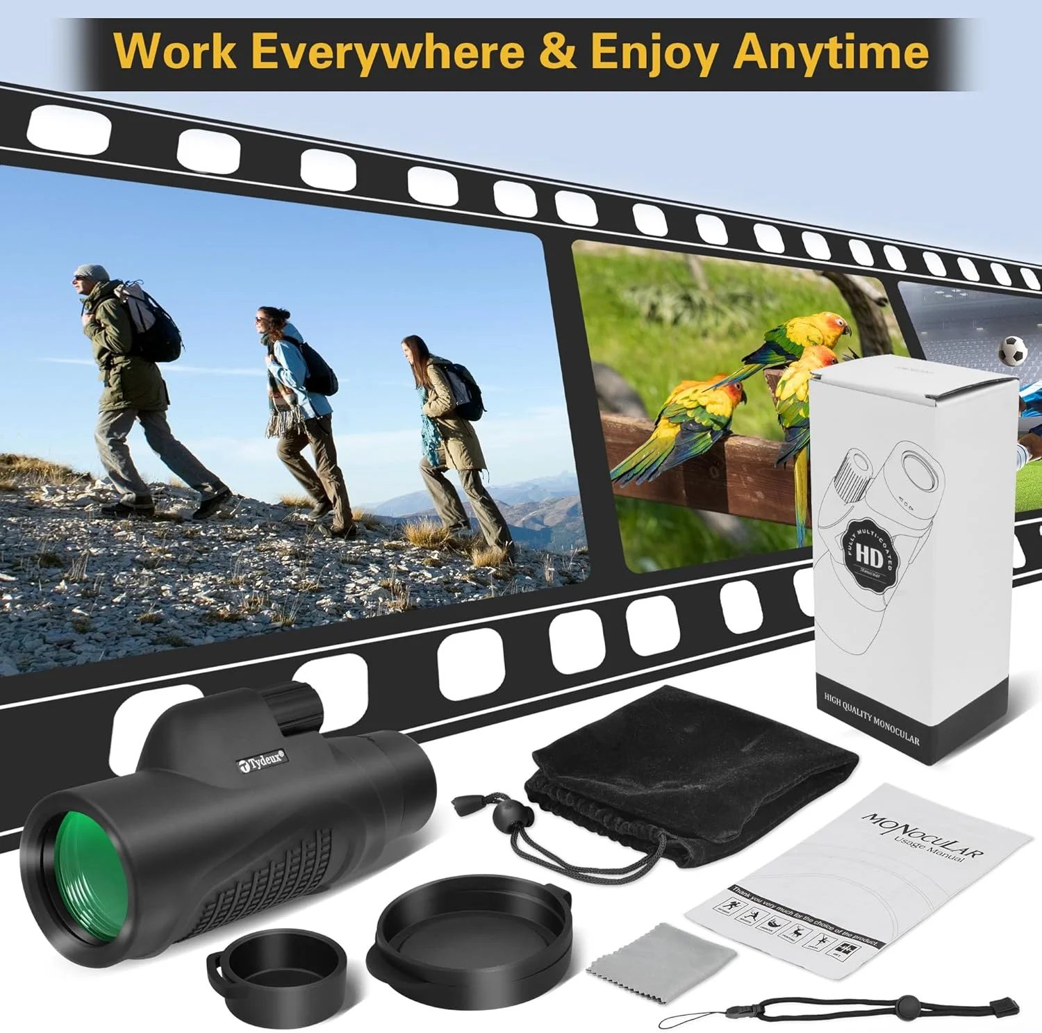 تلسکوپ تک چشمی 8x42 - منشور K9 ضد آب برای مسافرت، تماشای مناظر، حیات وحش، تماشای پرندگان، شکار و کمپینگ