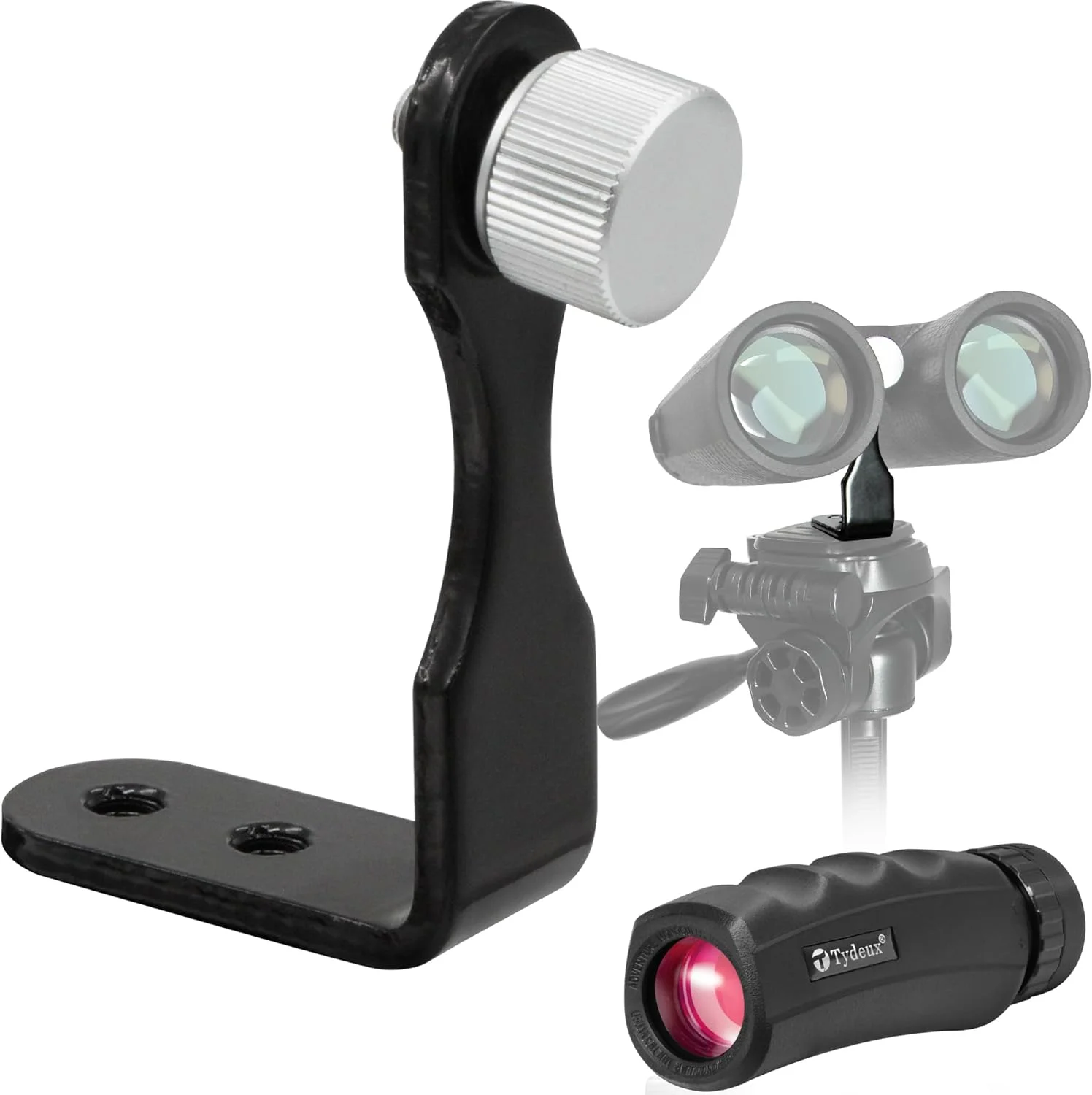 تک چشمی فشرده 10x25 - به همراه آداپتور سه پایه فلزی L شکل برای دوربین دوچشمی