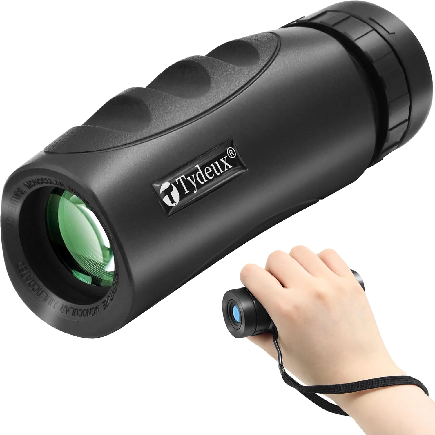 تلسکوپ تک چشمی کوچک و ضد آب - 10x25 با قدرت بالا - همراه با دستمال تمیز کننده، کیف و بند گردنی، مشکی