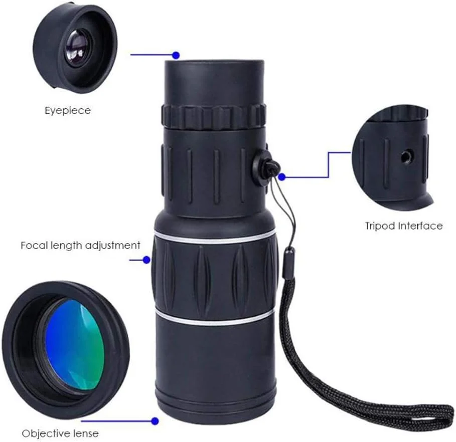 تلسکوپ تک چشمی دو کانونی 16 X 52 با زوم و لنزهای اپتیک پوشش داده شده، مناسب کمپینگ و فعالیت های فضای باز