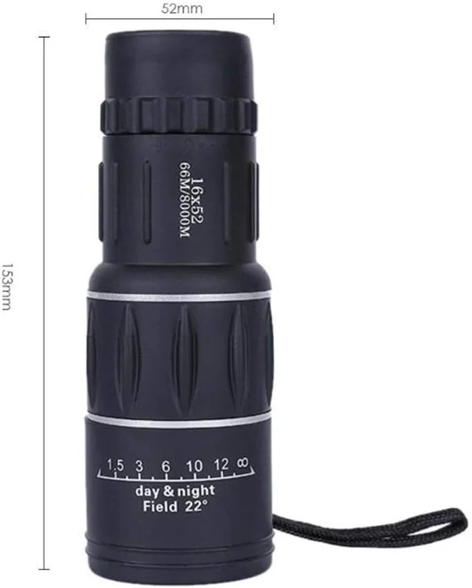 تلسکوپ تک چشمی دو کانونی 16 X 52 با زوم و لنزهای اپتیک پوشش داده شده، مناسب کمپینگ و فعالیت های فضای باز