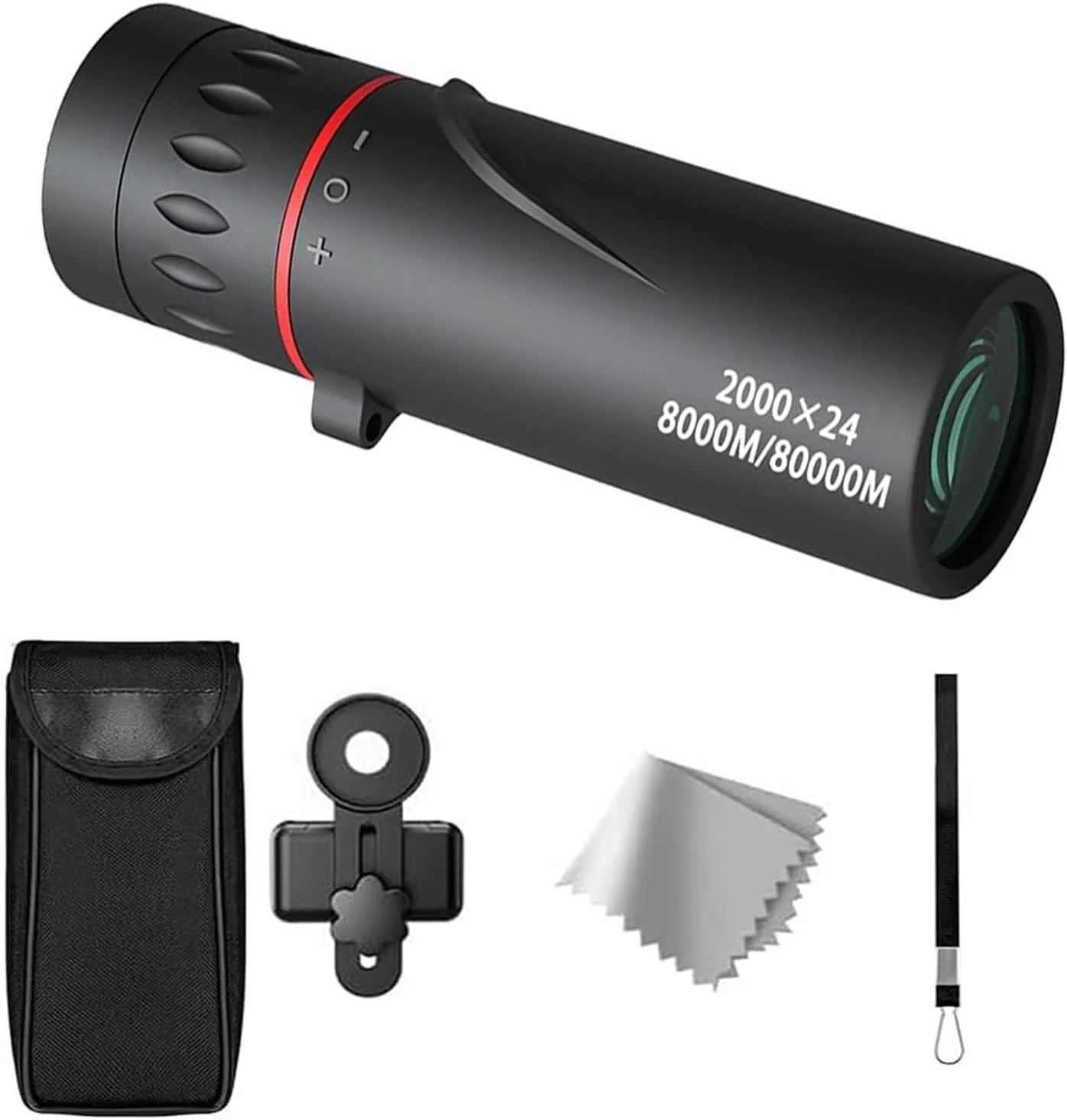 تلسکوپ مینیاتوری برای بزرگسالان، با گیره 2000X24 تک چشمی با اپتیک متمرکز، قدرت تک چشمی ضد آب 8000M/80000M برای رویدادهای ورزشی، کنسرت ها، کمپینگ، مسافرت، مشکی