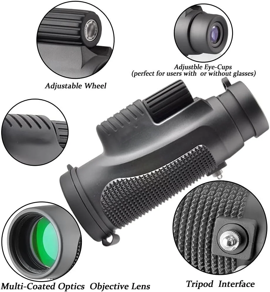 تلسکوپ تک چشمی 12X50 با زوم سوپر تله فوتو، چشمی با نگهدارنده تلفن هوشمند، منشور برای بزرگسالان، هدیه، تماشای پرندگان، شکار، کمپینگ