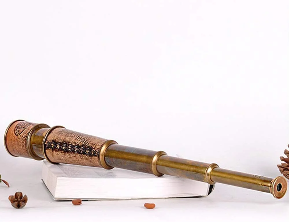 تلسکوپ تک چشمی تزئینی رترو اروپایی، تزئینات مسی خالص عتیقه، تک چشمی برای هدایای سطح بالا، دکوراسیون اتاق مدل مطالعه خانگی، دوربین دوچشمی