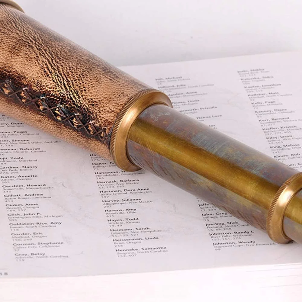 تلسکوپ تک چشمی تزئینی رترو اروپایی، تزئینات مسی خالص عتیقه، تک چشمی برای هدایای سطح بالا، دکوراسیون اتاق مدل مطالعه خانگی، دوربین دوچشمی