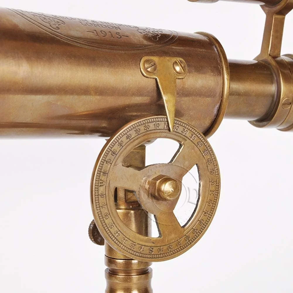 تلسکوپ تزئینی رومیزی رترو، تلسکوپ برنجی خالص رترو با پایه برای هدیه، مناسب دکوراسیون منزل و اتاق مطالعه، طراحی زیبا