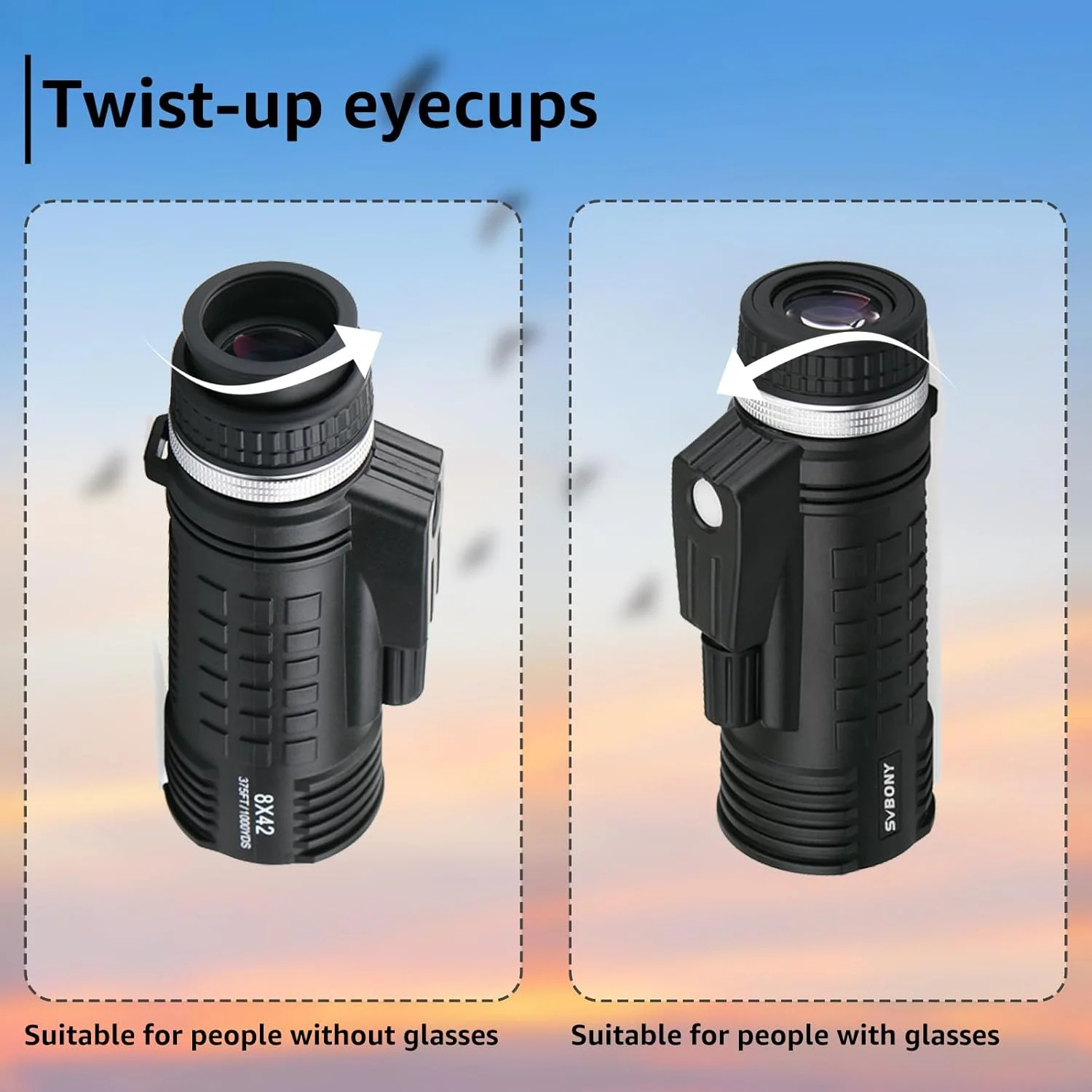 تک چشمی SVBONY SV42 8x42 برای بزرگسالان، تک چشمی فشرده با قطب نما و مسافت یاب داخلی، FMC ضد آب و ضد مه، تلسکوپ برای تماشای پرندگان تک چشمی SVBONY SV42 8x42 برای بزرگسالان، تک چشمی فشرده با قطب نما و مسافت یاب داخلی، FMC ضد آب و ضد مه، تلسکوپ برای تماشای پرندگان