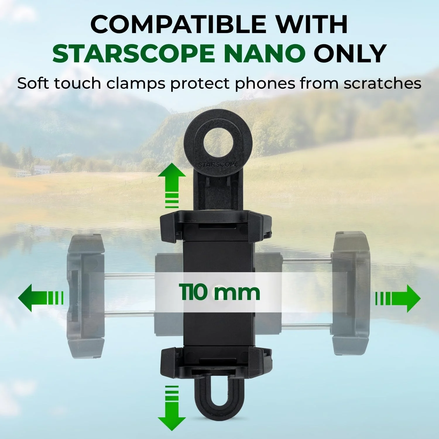 نگهدارنده تلفن تلسکوپ نانو استارسکوپ - آداپتور گوشی هوشمند جهانی برای تک چشمی مینی و لنز میکروسکوپ جیبی | گیره نگهدارنده تله فوتو تاشو برای آیفون و اندروید