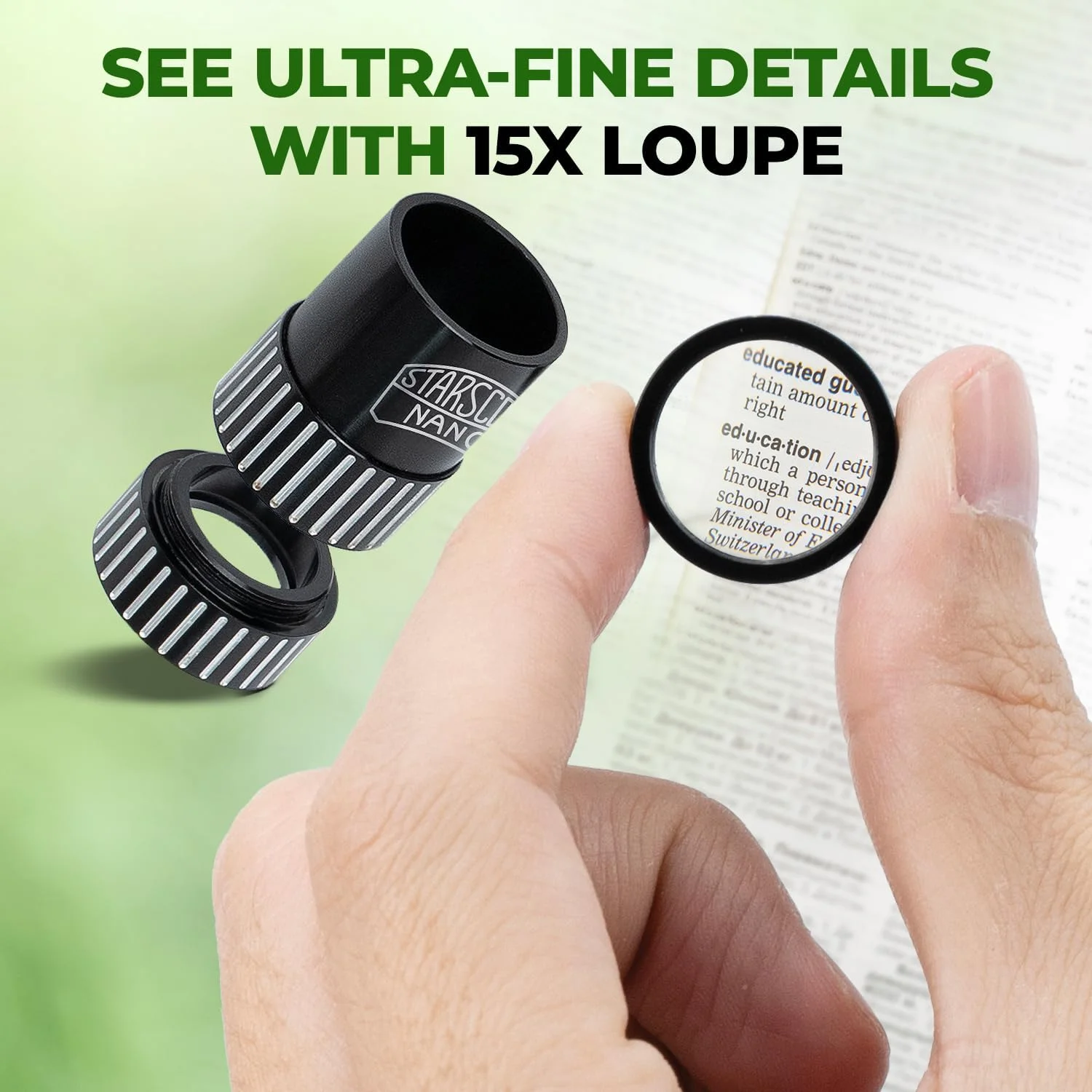 تک چشمی نانو استارسکوپ و پایه نگهدارنده تلفن - میکروسکوپ جیبی 3 در 1، ذره بین، لنز تله فوتو مینی برای آیفون و اندروید | بزرگنمایی با قدرت بالا، لنزهای قابل اتصال به دوربین تلفن همراه