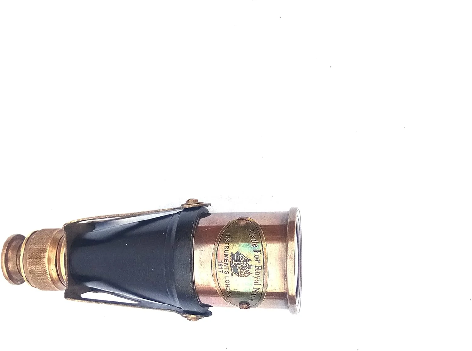 تک چشمی برنجی عتیقه نیروی دریایی سلطنتی لندن-1917 با جعبه چرمی زیبا، تک چشمی جیبی جاسوسی/تلسکوپ یک چشمی یکپارچهسازی با سیستمعامل دست ساز برای همه (ماکت)