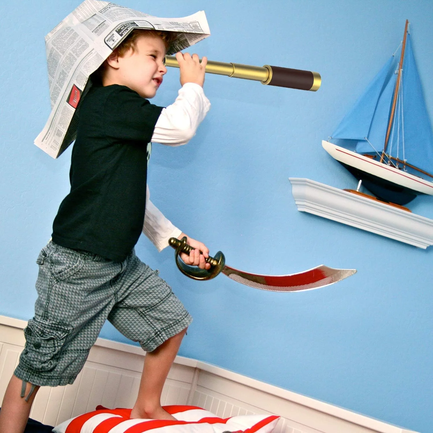 تلسکوپ تک چشمی دزدان دریایی، بزرگنمایی 25x30، تاشو، برنجی، ضد آب، مناسب تماشای پرندگان، شکار، پیاده روی و مسافرت