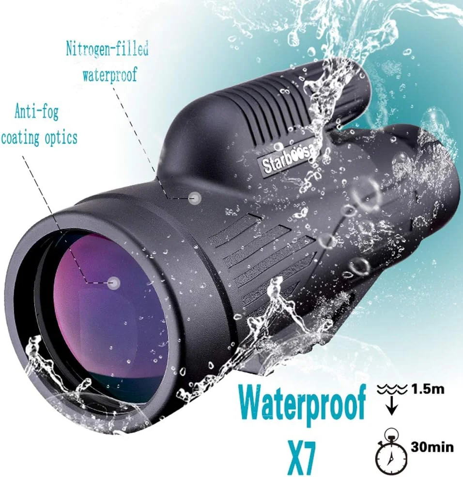 تلسکوپ تک چشمی 12x50 با کیفیت بالا به همراه نگهدارنده تلفن هوشمند - ضد آب با منشور BAK4 بادوام و شفاف برای تماشای پرندگان، حیات وحش، شکار، کمپینگ و پیاده روی