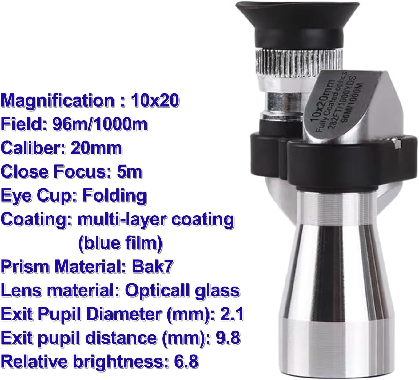 تلسکوپ تک چشمی جمع و جور برای بزرگسالان، مینی تک چشمی دستی قابل حمل با آداپتور تلفن هوشمند، ایده آل برای تماشای پرندگان، ماهیگیری، مسافرت و مناظر.