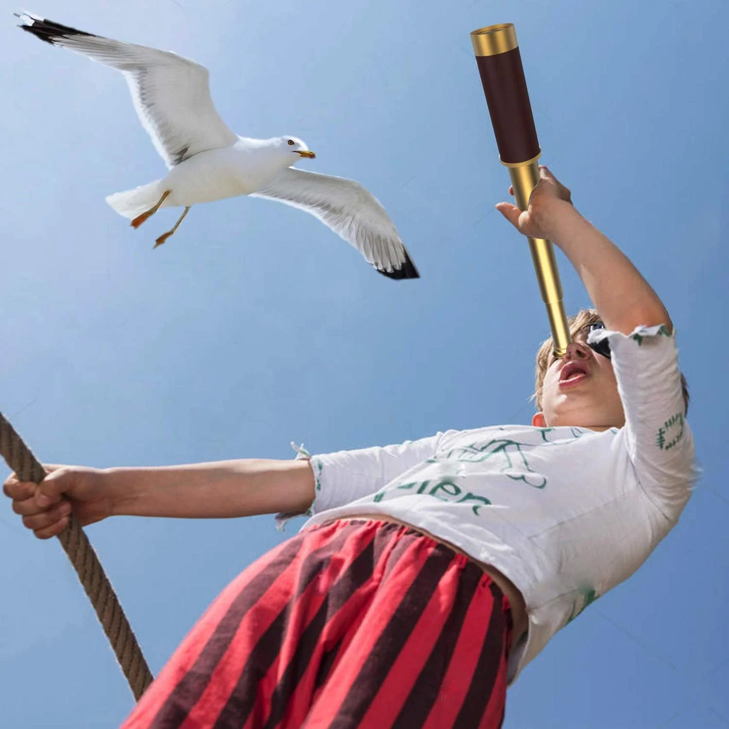 تلسکوپ تک چشمی دزدان دریایی، بزرگنمایی 25x30، تاشو، برنجی، ضد آب، مناسب تماشای پرندگان، شکار، پیاده روی و مسافرت