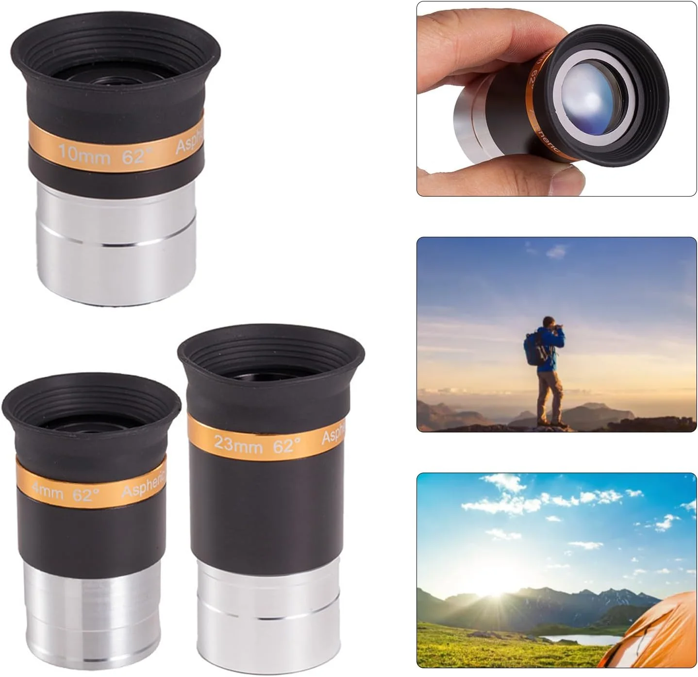 چشمی تلسکوپ نجومی با پوشش کامل، عدسی اپتیکال با فاصله کانونی 4/10/23 میلی‌متر، لوازم جانبی تلسکوپ نجومی