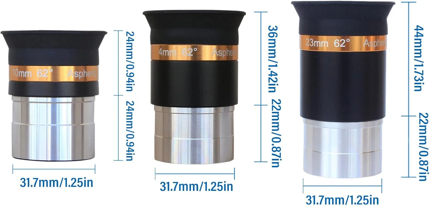 چشمی تلسکوپ نجومی با پوشش کامل، عدسی اپتیکال با فاصله کانونی 4/10/23 میلی‌متر، لوازم جانبی تلسکوپ نجومی