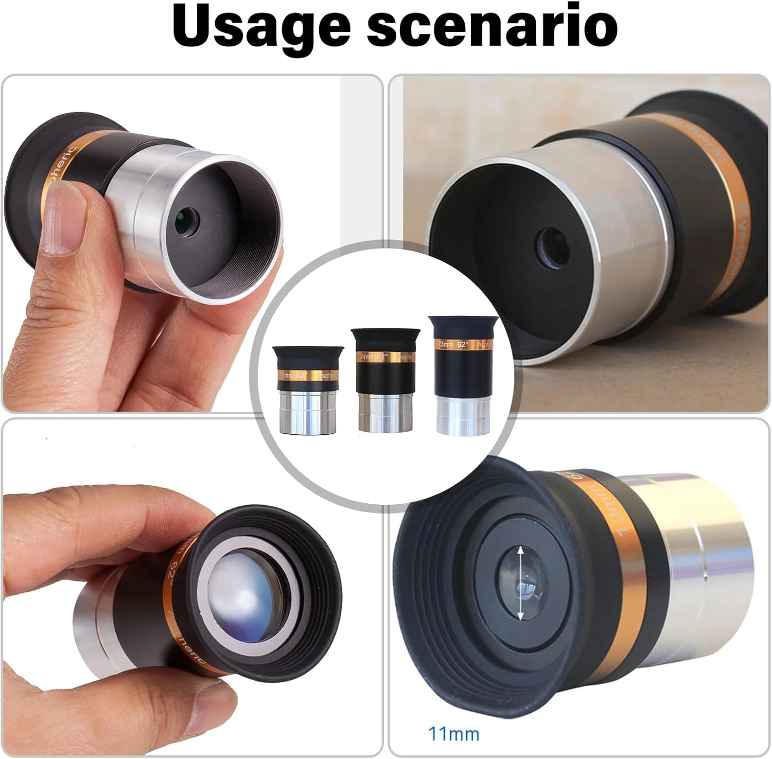 چشمی تلسکوپ نجومی با پوشش کامل، عدسی اپتیکال با فاصله کانونی 4/10/23 میلی‌متر، لوازم جانبی تلسکوپ نجومی