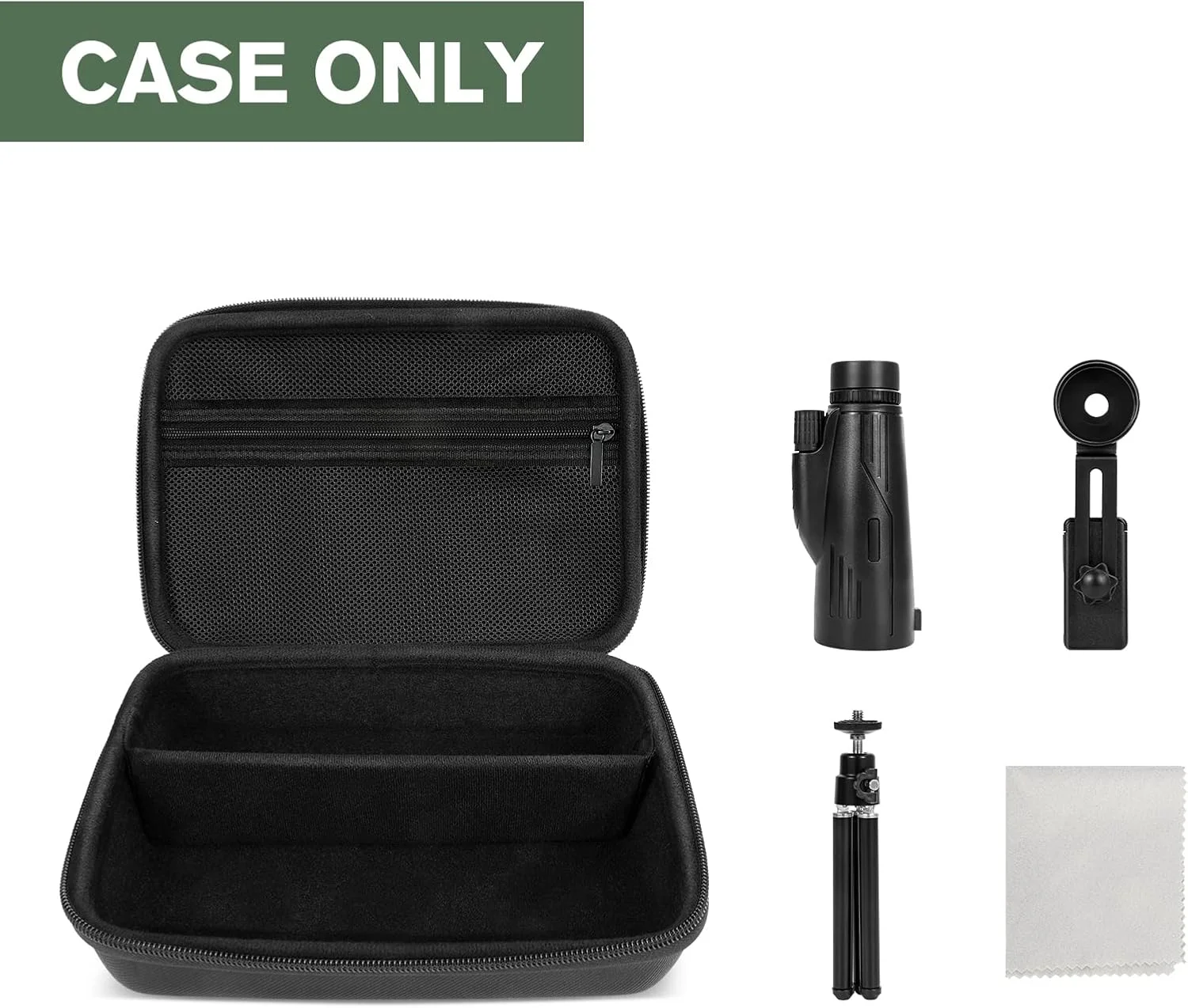 کیف حمل سخت ProCase برای تلسکوپ تک چشمی، کیف نگهداری مسافرتی سازگار با Gosky 12x55/ Pankoo 12X50, 40X60/ Titan 12x55/ Viajero 12x50، نگهدارنده لوازم جانبی سه پایه تلفن Starscope - مشکی