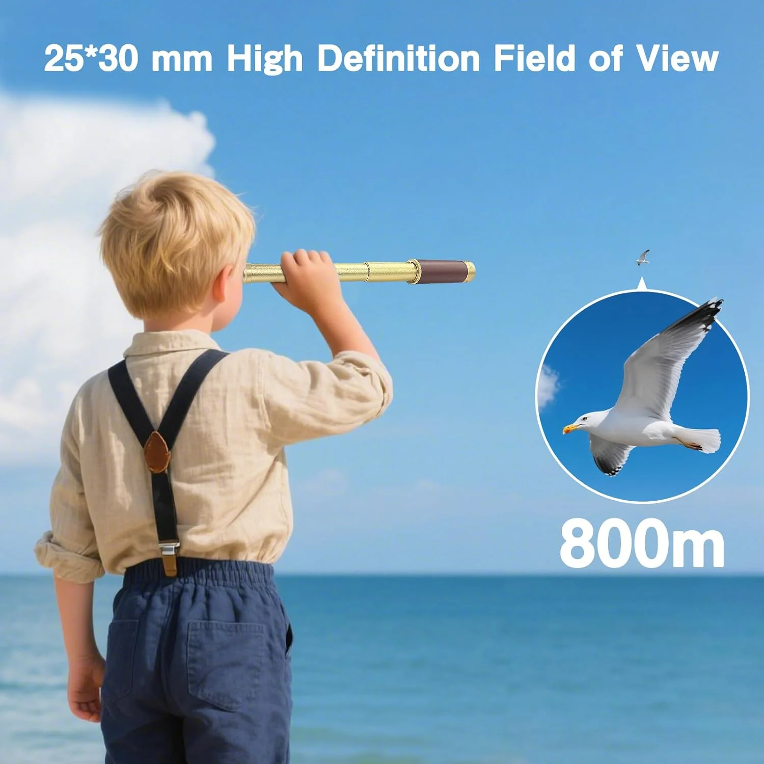 تلسکوپ دزدان دریایی یک چشمی قابل حمل با بزرگنمایی 25x30 به همراه قطب نما، مناسب کمپینگ، شکار و قایق سواری
