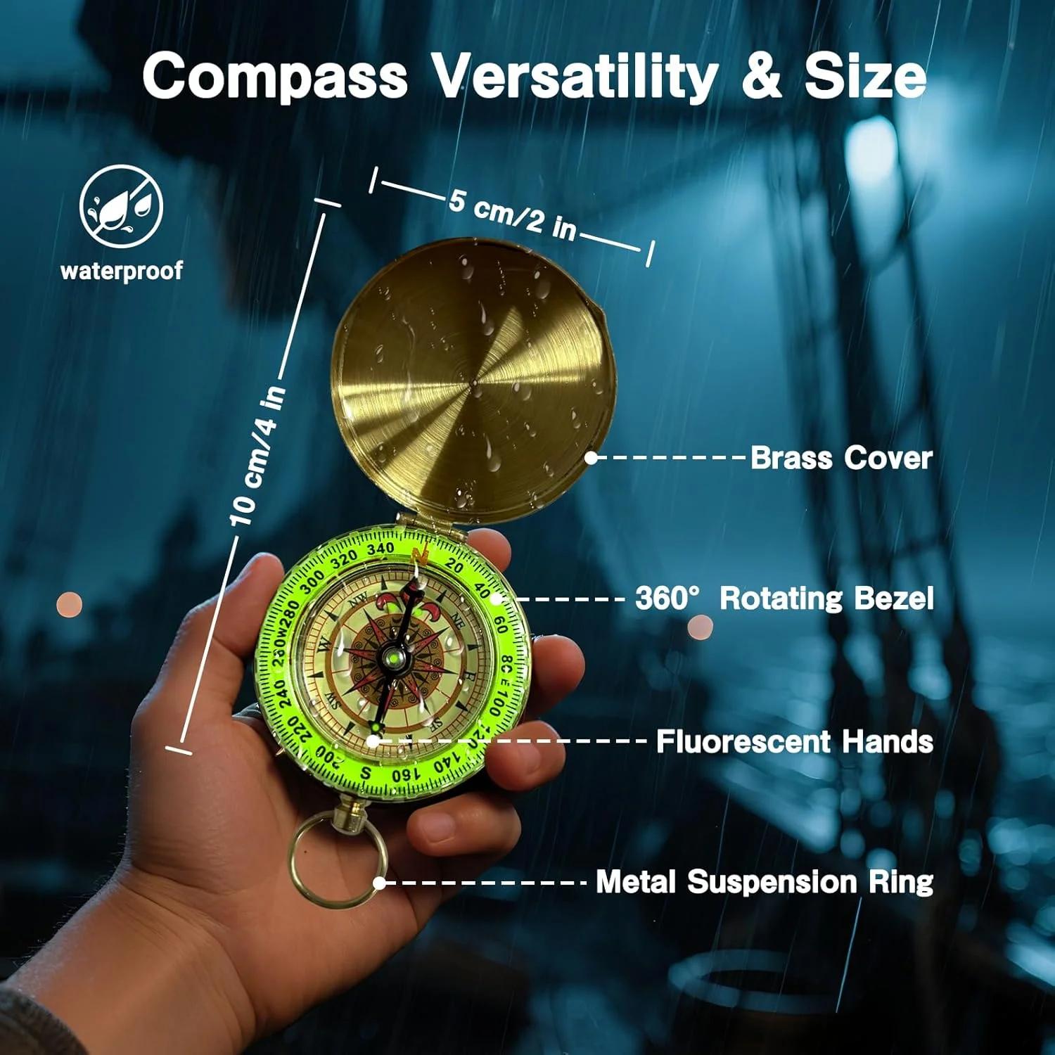 تلسکوپ دزدان دریایی یک چشمی زوم دار 25x30، تلسکوپ دستی تاشو قابل حمل، تک چشمی قدیمی برای کودکان و قطب نما جیبی نظامی تجهیزات بقا برای قایق سواری کمپینگ