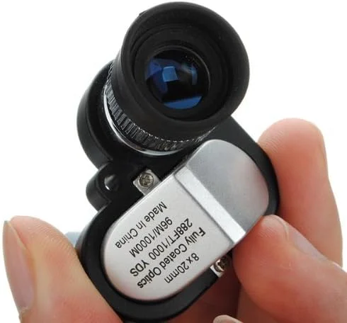 تلسکوپ تک چشمی کوچک و جمع و جور 8x20 میلی‌متری، قابل حمل، مناسب برای تماشای پرندگان، پیاده‌روی، کمپینگ، ماهیگیری، مسافرت و تماشای مناظر