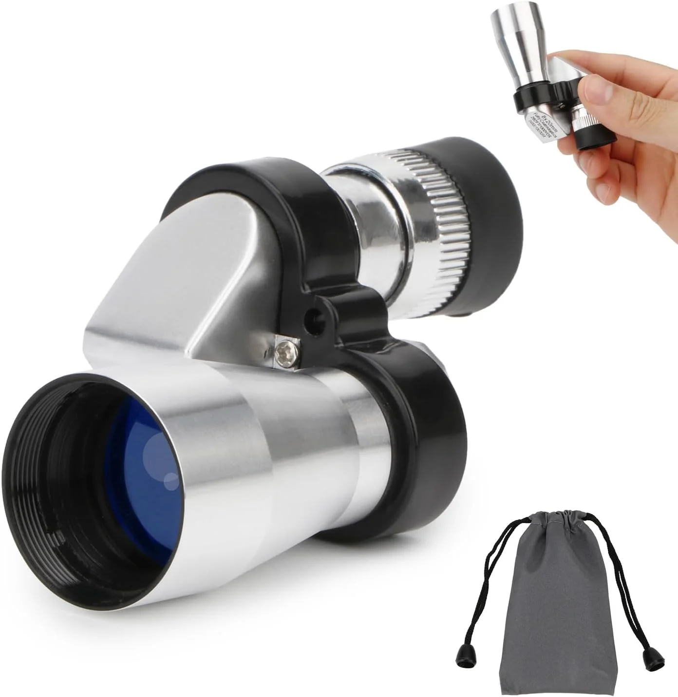 تلسکوپ تک چشمی جیبی رونگون 8X 20MM، تلسکوپ تک چشمی قابل حمل و تنظیم برای بزرگسالان، مناسب برای حیات وحش، پرندگان، کمپینگ و مسافرت در فضای باز