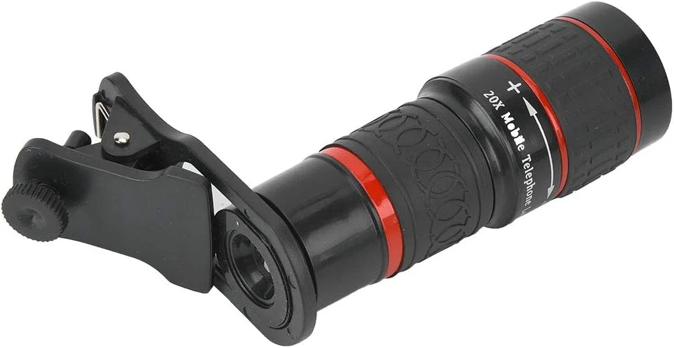 لنز تله فوتو مونوکولار قابل حمل با زوم 20X به همراه گیره تلفن، مناسب برای رویدادهای ورزشی، کنسرت ها، تماشای پرندگان، مسافرت، کمپینگ