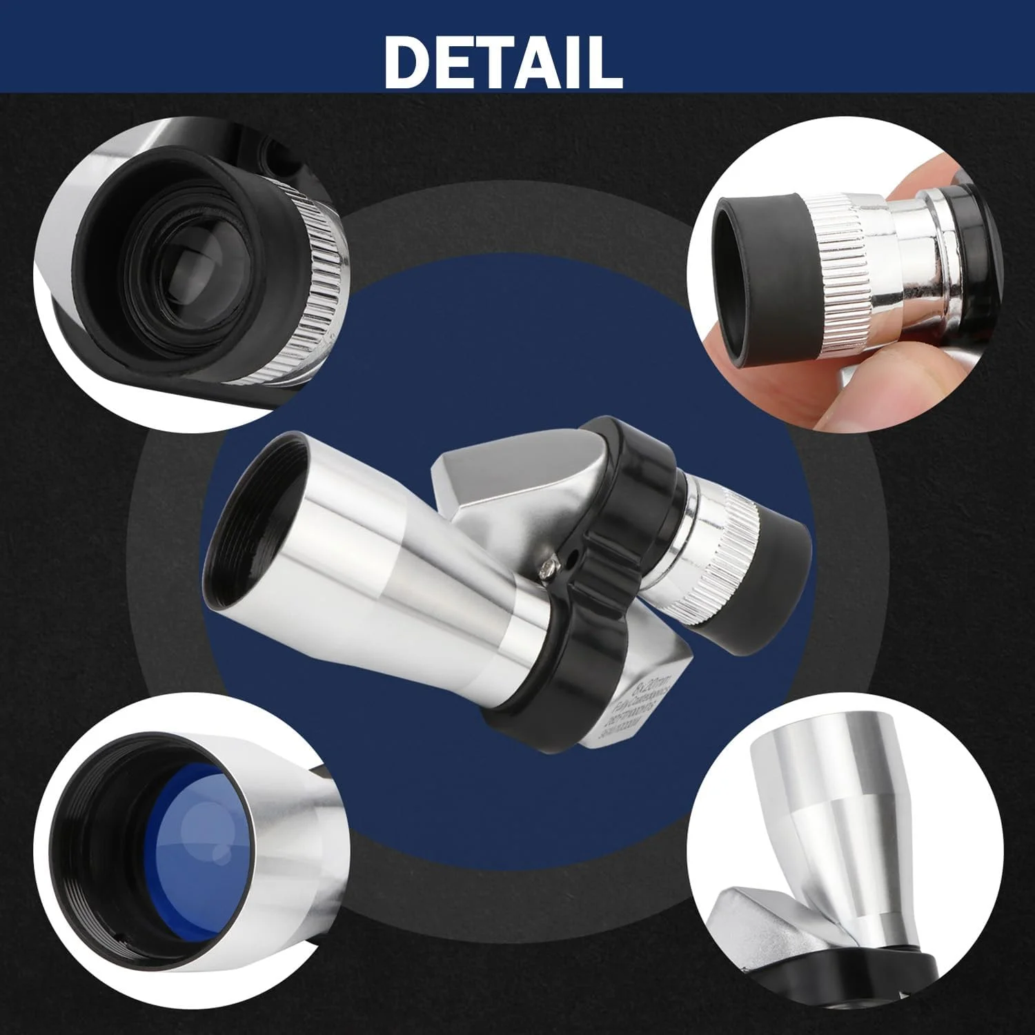 تلسکوپ تک چشمی جیبی رونگون 8X 20MM، تلسکوپ تک چشمی قابل حمل و تنظیم برای بزرگسالان، مناسب برای حیات وحش، پرندگان، کمپینگ و مسافرت در فضای باز