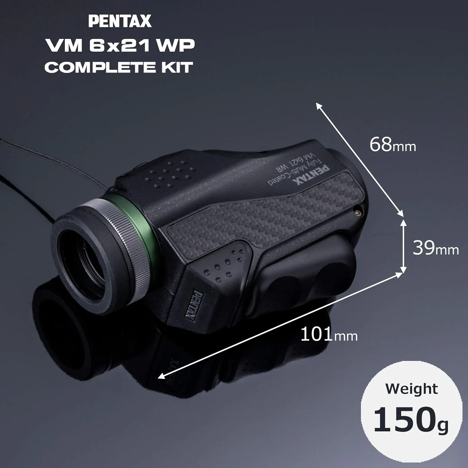 تک چشمی PENTAX مدل VM 6x21 WP - کیت کامل. شامل یک آداپتور تلفن هوشمند اختصاصی و پایه ماکرو به همراه یک تک چشمی با بزرگنمایی 6 برابر روشن و واضح با عملکرد نوری عالی.