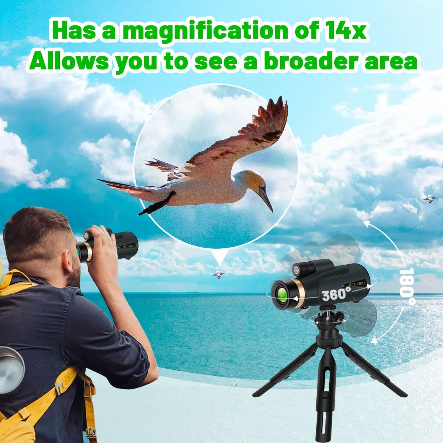 تک چشمی بزرگنمایی بالا برای بزرگسالان، تک اسکوپ 14x60 با قدرت بالا، تلسکوپ تک چشمی با آداپتور تلفن هوشمند و پایه سه پایه، تک اسکوپ مناسب برای تماشای پرندگان، کنسرت و غیره. تک چشمی بزرگنمایی بالا برای بزرگسالان، تک اسکوپ 14x60 با قدرت بالا، تلسکوپ تک چشمی با آداپتور تلفن هوشمند و پایه سه پایه، تک اسکوپ مناسب برای تماشای پرندگان، کنسرت و غیره.