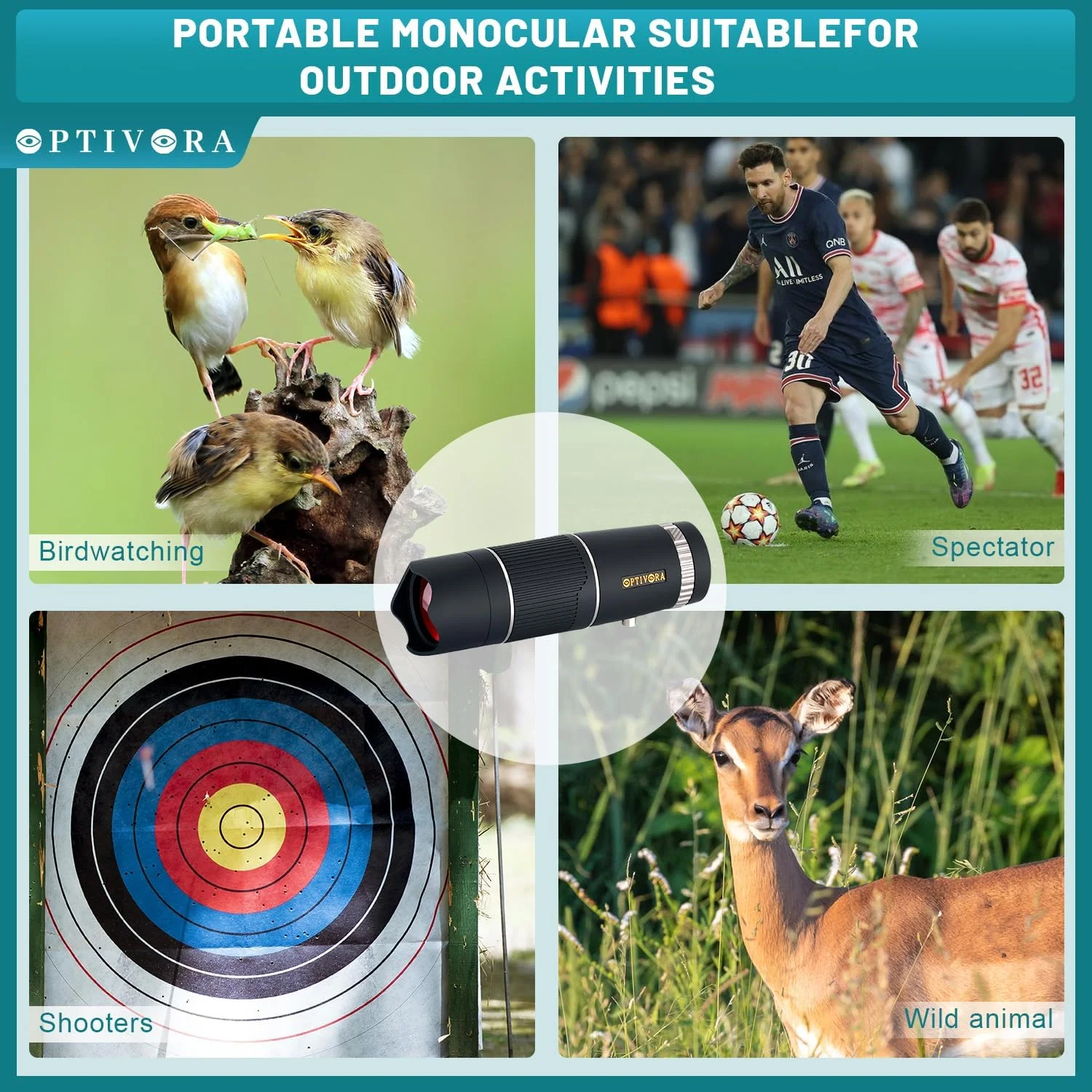 تلسکوپ مینی 15×32 برای بزرگسالان، اندازه جمع و جور، ایده آل برای استفاده به عنوان یک تک چشمی کوچک برای تماشای پرندگان، تلسکوپ جیبی برای بزرگسالان برای استفاده در فعالیت های فضای باز، همراه با آداپتور تلفن هوشمند