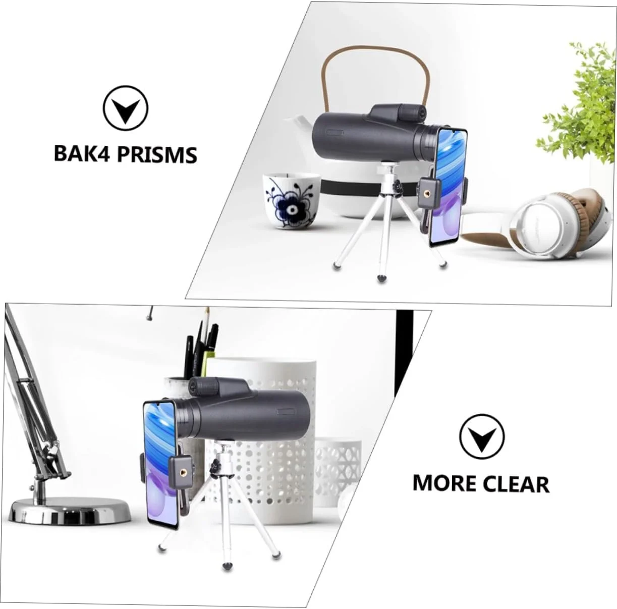 تلسکوپ تک چشمی قابل حمل فضای باز NUOBESTY با آداپتور تلفن و قدرت بالا برای پیاده روی