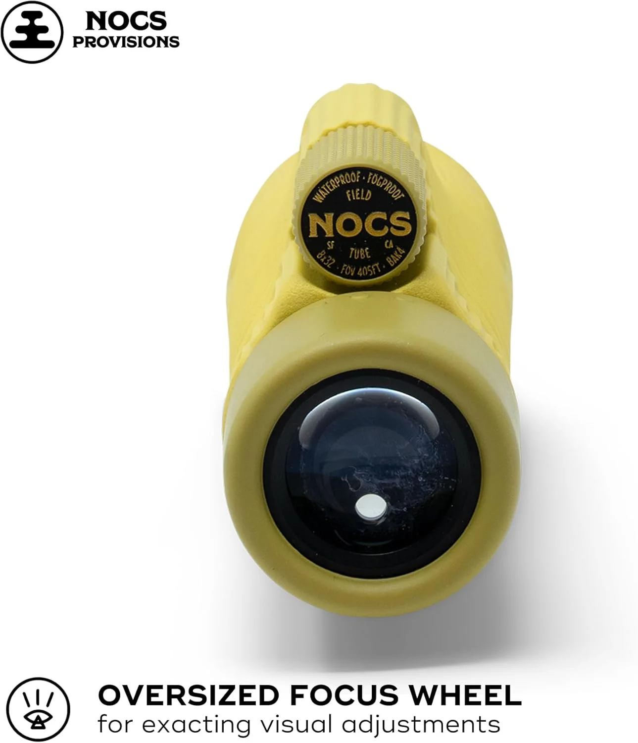 تک چشمی ضدآب Nocs Provisions Field Tube 8x32، تلسکوپ با بزرگنمایی 8 برابر، منشور Bak4، میدان دید گسترده برای تماشای پرندگان، کوله گردی و تماشای حیات وحش - زرد