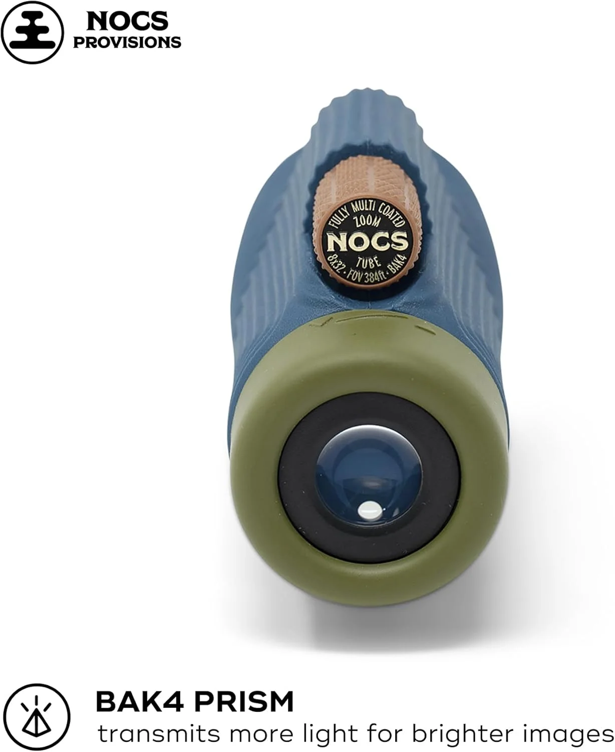 تک چشمی Nocs Provisions Zoom Tube 8x32، تلسکوپ با بزرگنمایی 8 برابر، منشور Bak4، میدان دید گسترده برای تماشای پرندگان، کوله گردی و تماشای حیات وحش - آبی نیلی II