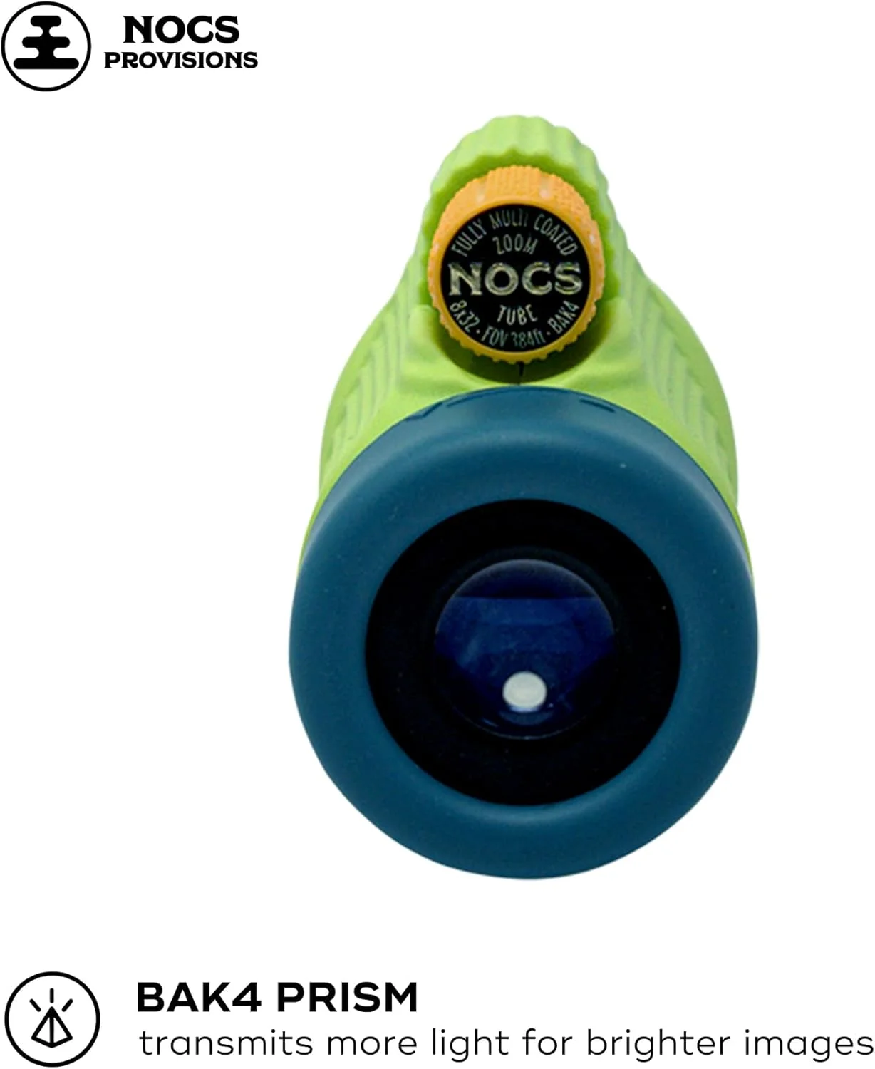تک چشمی Nocs Provisions Zoom Tube 8x32، تلسکوپ با بزرگنمایی 8 برابر، منشور Bak4، میدان دید گسترده برای تماشای پرندگان، کوله گردی و تماشای حیات وحش - سبز لیمویی