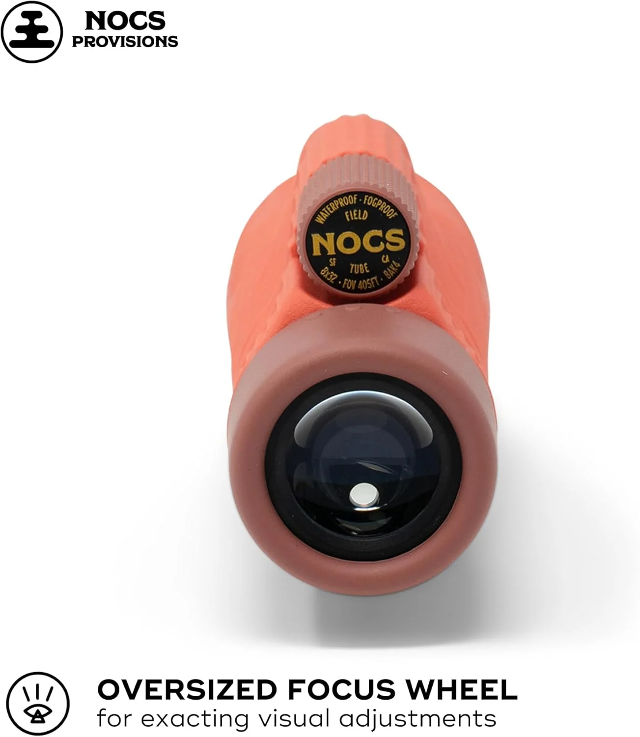 تک چشمی ضدآب Nocs Provisions Field Tube 8x32، تلسکوپ با بزرگنمایی 8 برابر، منشور Bak4، میدان دید گسترده برای تماشای پرندگان، کوله گردی و تماشای حیات وحش - قرمز مرجانی
