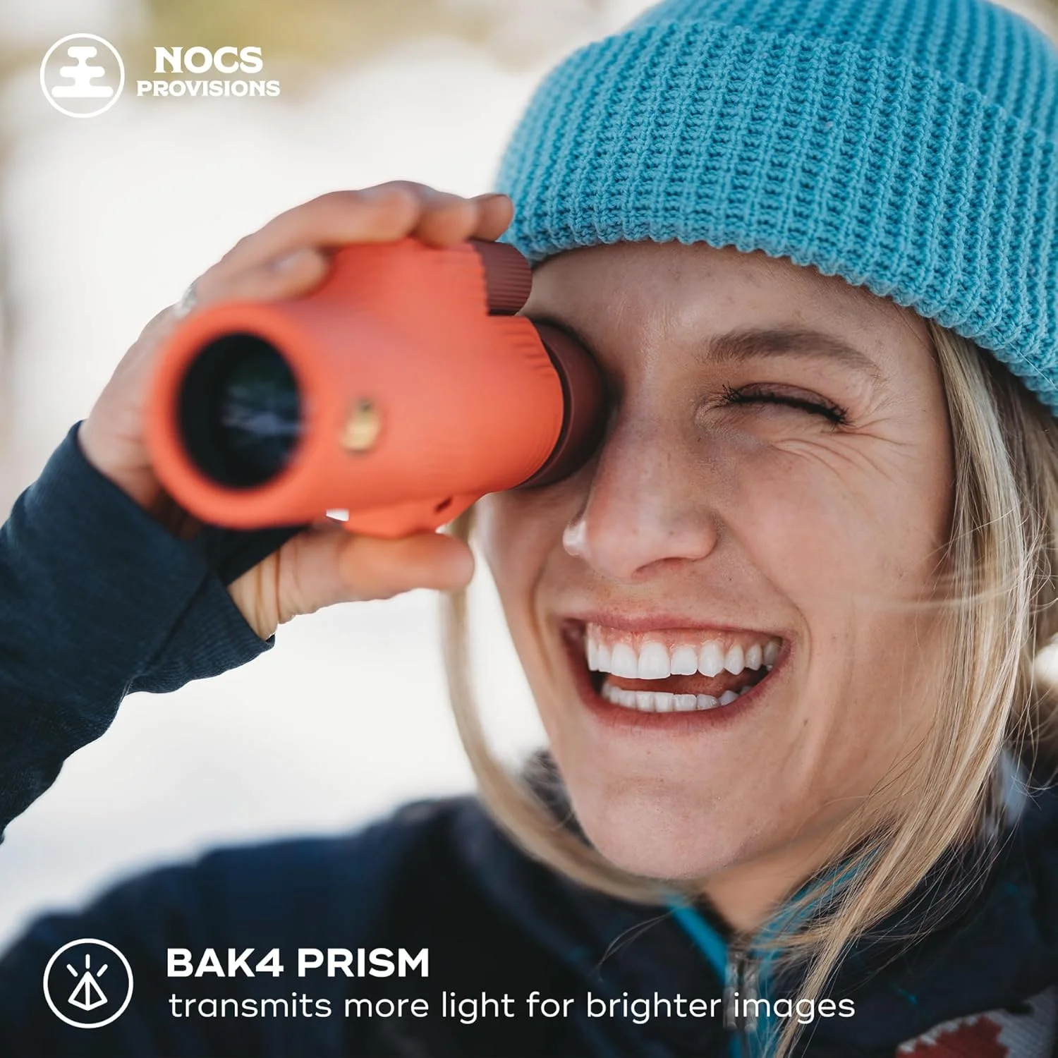 تک چشمی ضدآب Nocs Provisions Field Tube 8x32، تلسکوپ با بزرگنمایی 8 برابر، منشور Bak4، میدان دید گسترده برای تماشای پرندگان، کوله گردی و تماشای حیات وحش - قرمز مرجانی