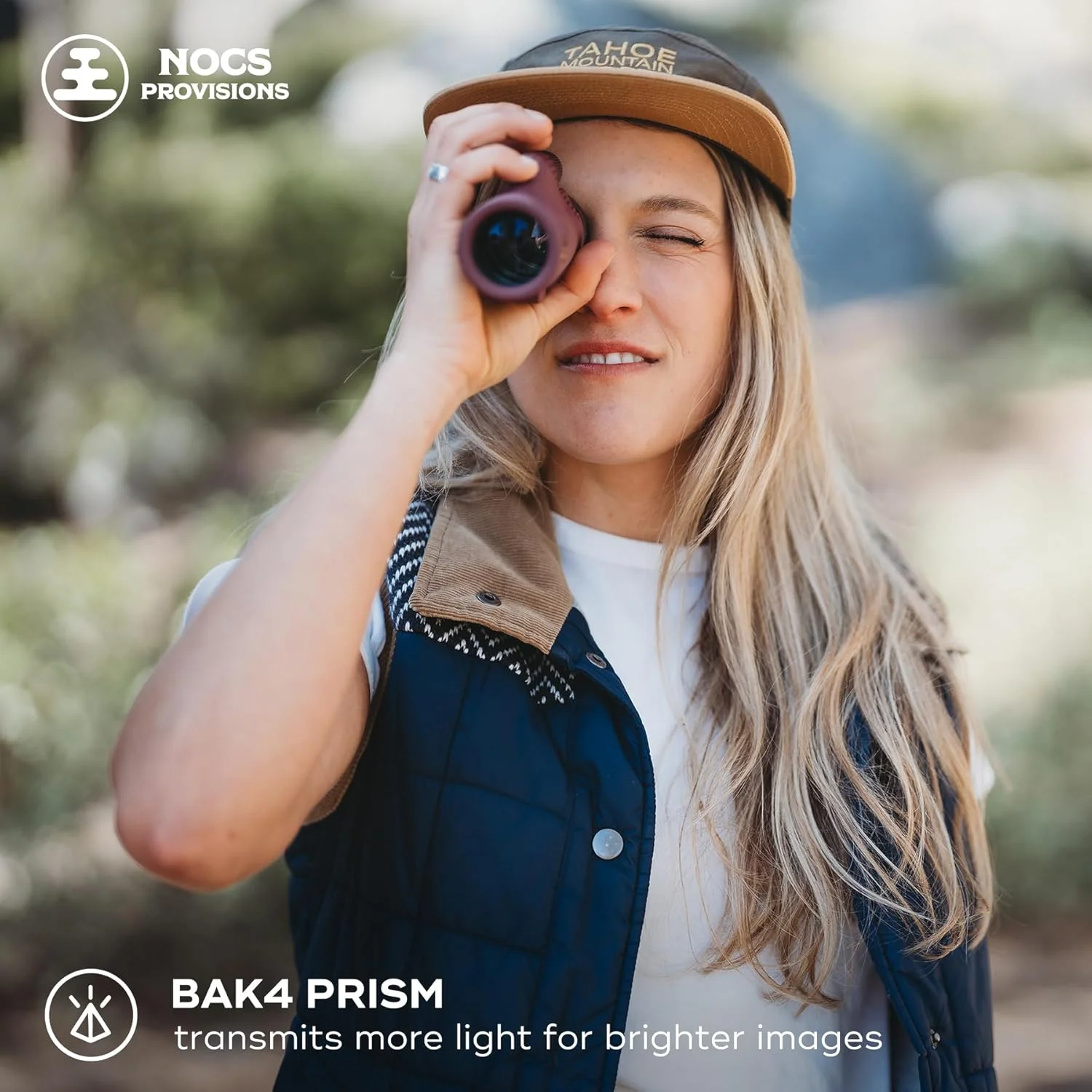 تک چشمی ضدآب Nocs Provisions Field Tube 10x32، تلسکوپ با بزرگنمایی 10 برابر، منشور Bak4، میدان دید گسترده برای تماشای پرندگان، کوله گردی و تماشای حیات وحش - عنابی جگری