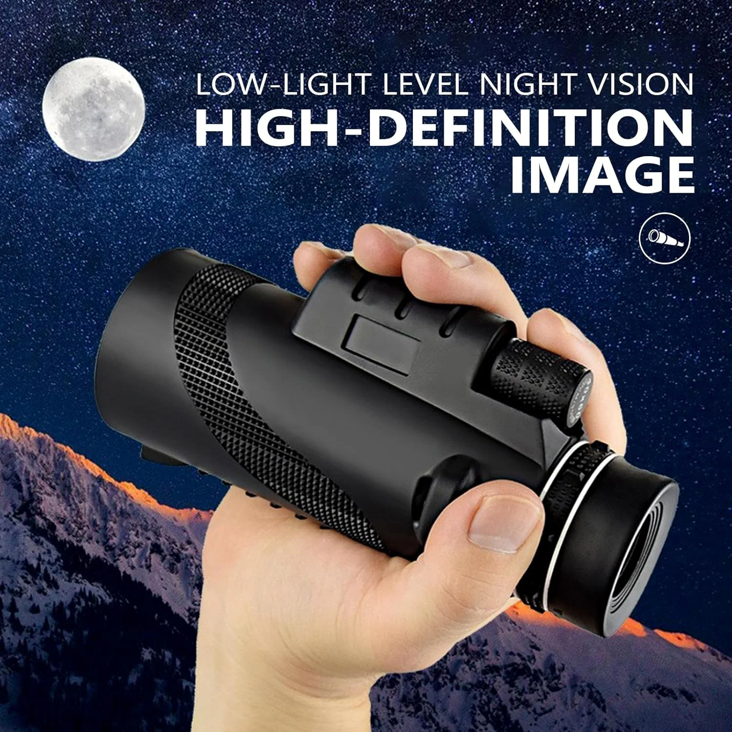 تک چشمی 40x60 بزرگسالان با قدرت بالا به همراه آداپتور تلفن هوشمند و سه پایه، مجهز به منشور BAK4 برای تماشای حیوانات، پرندگان، پیاده روی و مسافرت