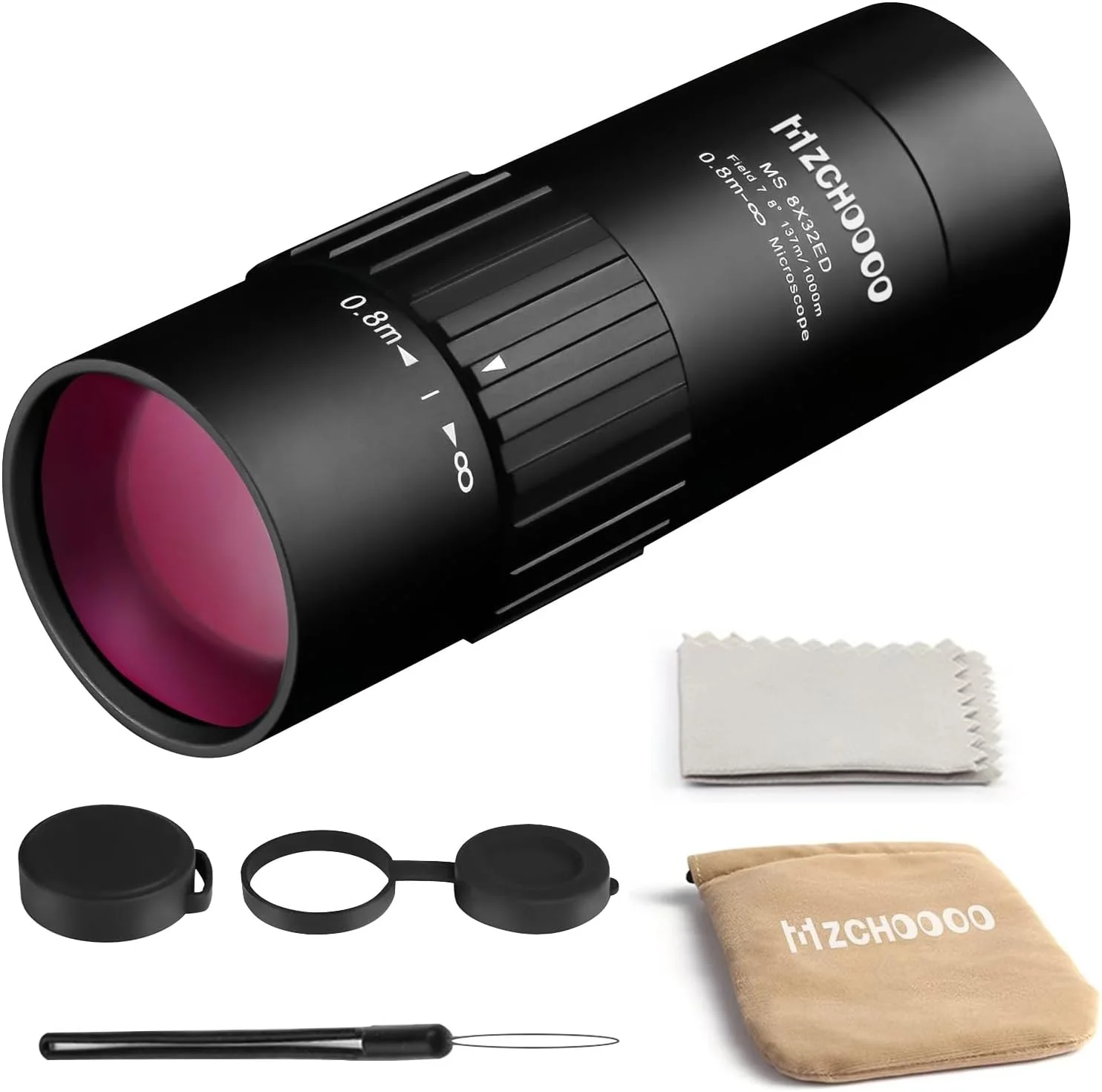تلسکوپ تک چشمی، لنز زوم قدرتمند 8x32، ضد آب با کیف حمل، مشکی