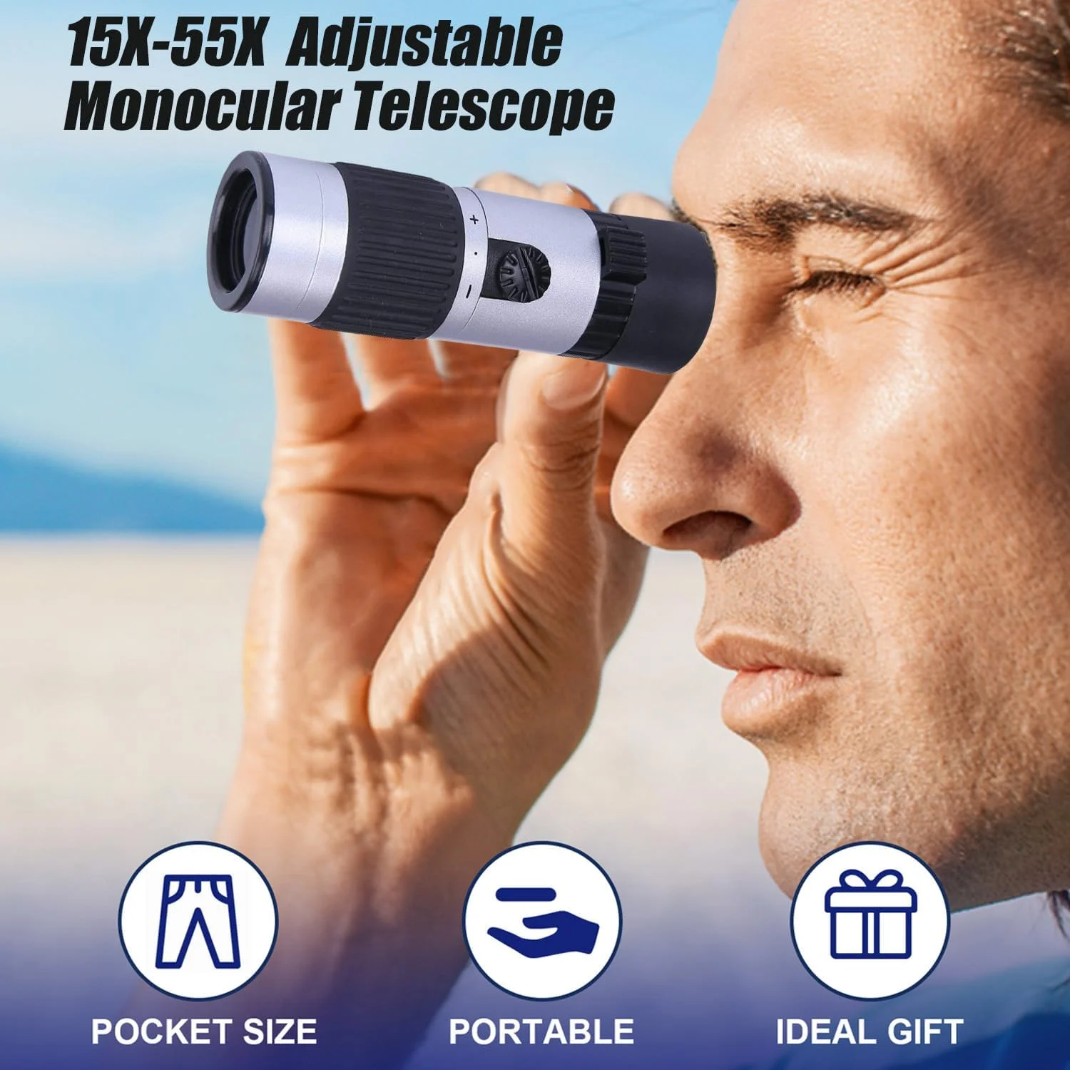 تلسکوپ تک چشمی جیبی رونگون 15-55X21، جمع و جور و قدرتمند، مناسب برای بزرگسالان، تماشای ستارگان، شکار، حیات وحش، تماشای پرندگان، مسافرت، کمپینگ و پیاده روی، هدیه برای پدر تلسکوپ تک چشمی جیبی رونگون 15-55X21، جمع و جور و قدرتمند، مناسب برای بزرگسالان، تماشای ستارگان، شکار، حیات وحش، تماشای پرندگان، مسافرت، کمپینگ و پیاده روی، هدیه برای پدر